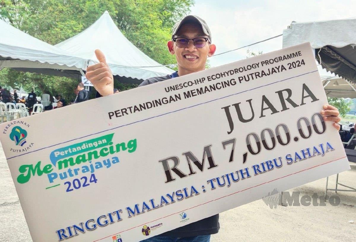 Mohd Hafiz diumum sebagai pemenang Pertandingan Memancing Putrajaya 2024 dengan membawa pulang hadiah wang tunai RM7,000 anjuran PPj sempena dengan Sambutan 50 Tahun Wilayah Persekutuan di Sisiran Tasik Putrajaya, Presint 4. Foto Samadi Ahmad