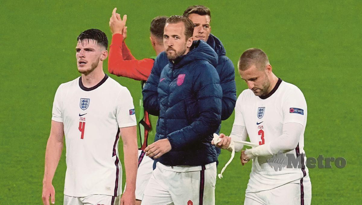 KAPTEN England, Harry Kane (tengah) belum menjaringkan gol pada kempen Euro 2020. FOTO AFP