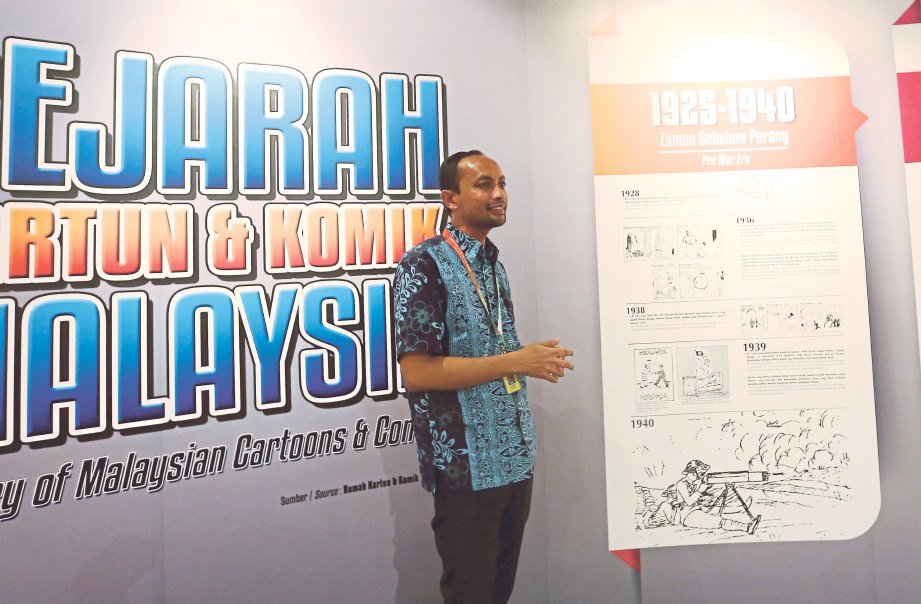 KURATOR Bahagian Komunikasi Korporat Jabatan Muzium Negara, Mohd Jamil Haron memberi penerangan berkenaan Pameran Kartun dan Kita.