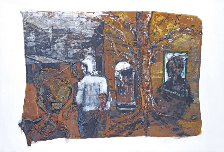 NG tampilkan gabungan akrilik dan getah di atas kanvas pada karya berjudul ‘Illusion Overlapping’.