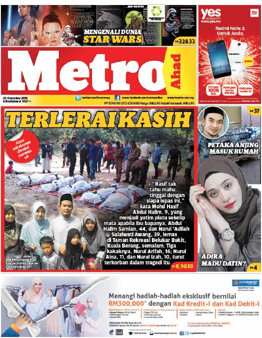 LAPORAN Harian Metro 19 Disember lalu.
