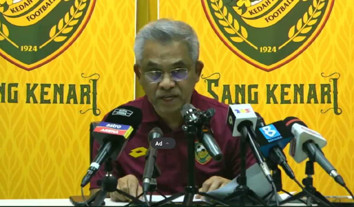 DAUD pada sidang media menjelaskan kedudukan terkini pasukan Kedah. FOTO Facebook