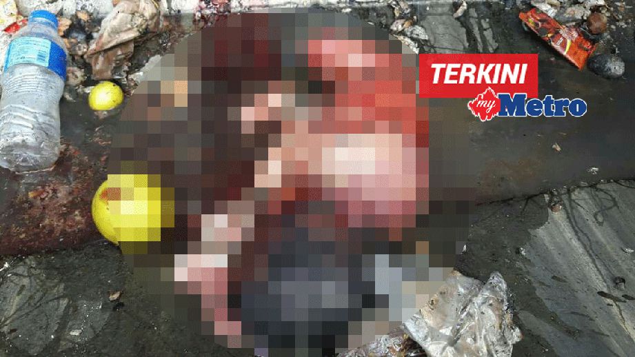 Mayat bayi yang ditemui di dalam tong sampah di Pasir Tumboh, petang tadi. FOTO ihsan pembaca