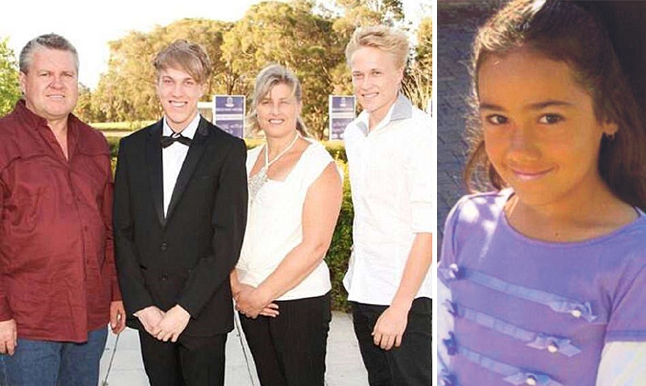 THORBURN (kiri) bersama isteri dan anaknya termasuk Trent (kanan). Gambar kecil, Tialeigh. - Daily Mail 