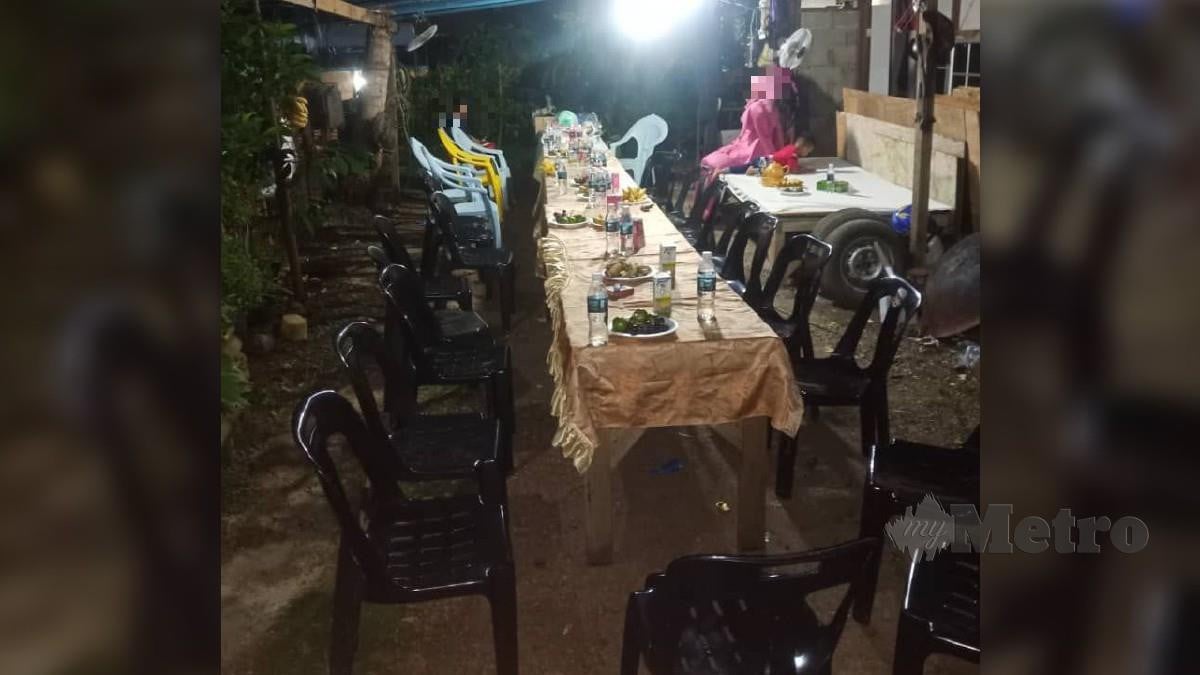 Lokasi kenduri yang diadakan di sebuah rumah di Kampung Sungai Lalang, Sungai Petani malam tadi. Foto Ihsan PDRM