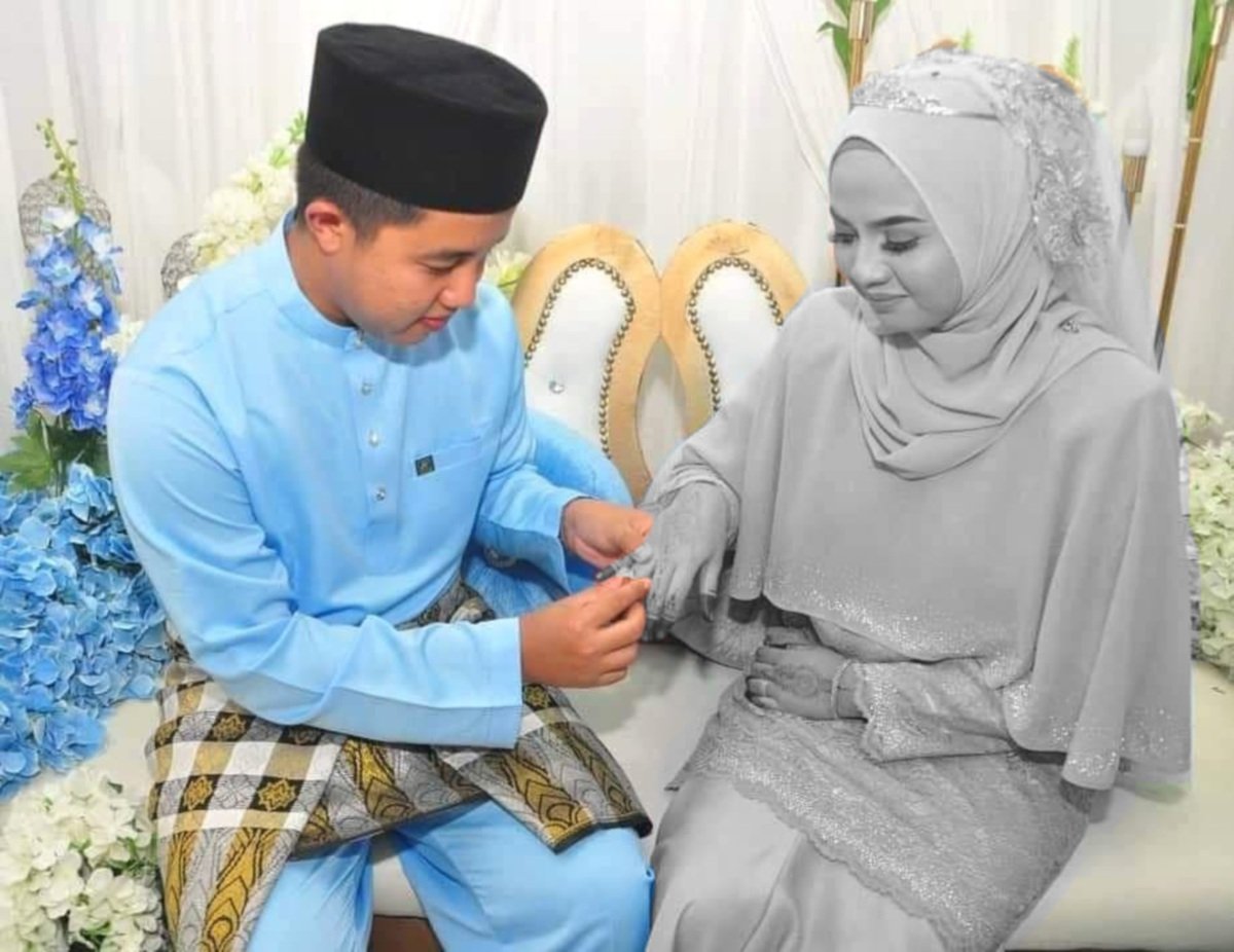 Gambar kenangan Muhammad Iqmall bersama Siti Aishah ketika melangsungkan pernikahan pada 5 Jun tahun lalu. Foto ihsan Muhammad Iqmall Muhamad Sukri