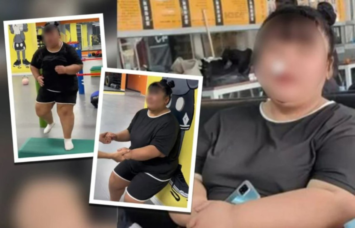 CUIHUA yang mempunyai berat badan 156kg sempat membuat hantaran di media sosial sebelum muat di sebuah pusat latihan kecergasan. FOTO SCMP/Weibo