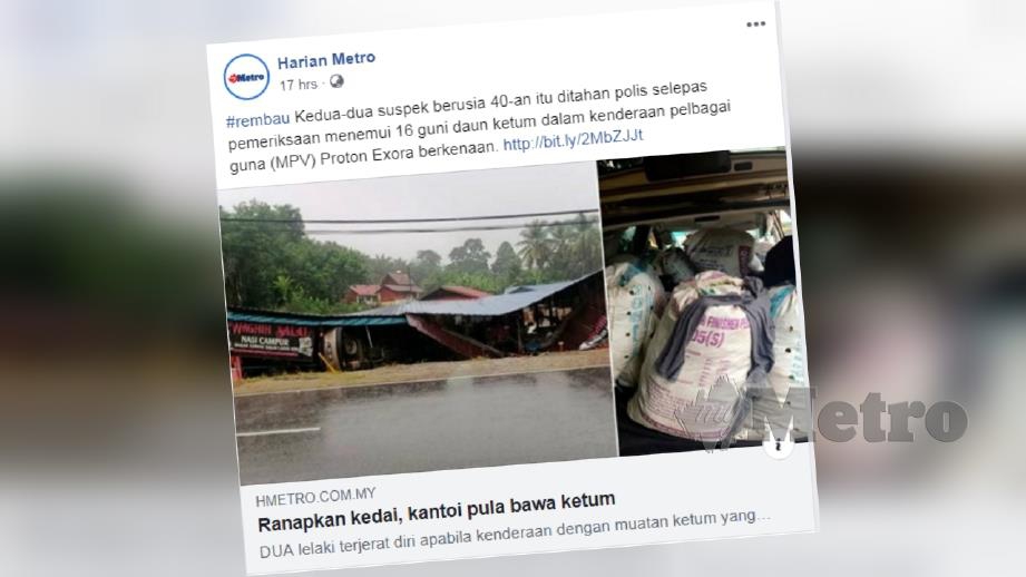 Laporan portal berita Harian Metro semalam.