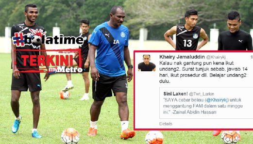 Zainal  mengendalikan latihan pemain Pahang bagi menghadapi saingan Piala Malaysia menentang PDRM