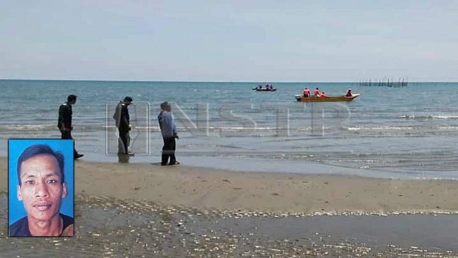 LOKASI lelaki dikhuatiri lemas. (Gambar kecil) Herman Gasim. FOTO Maritim Malaysia