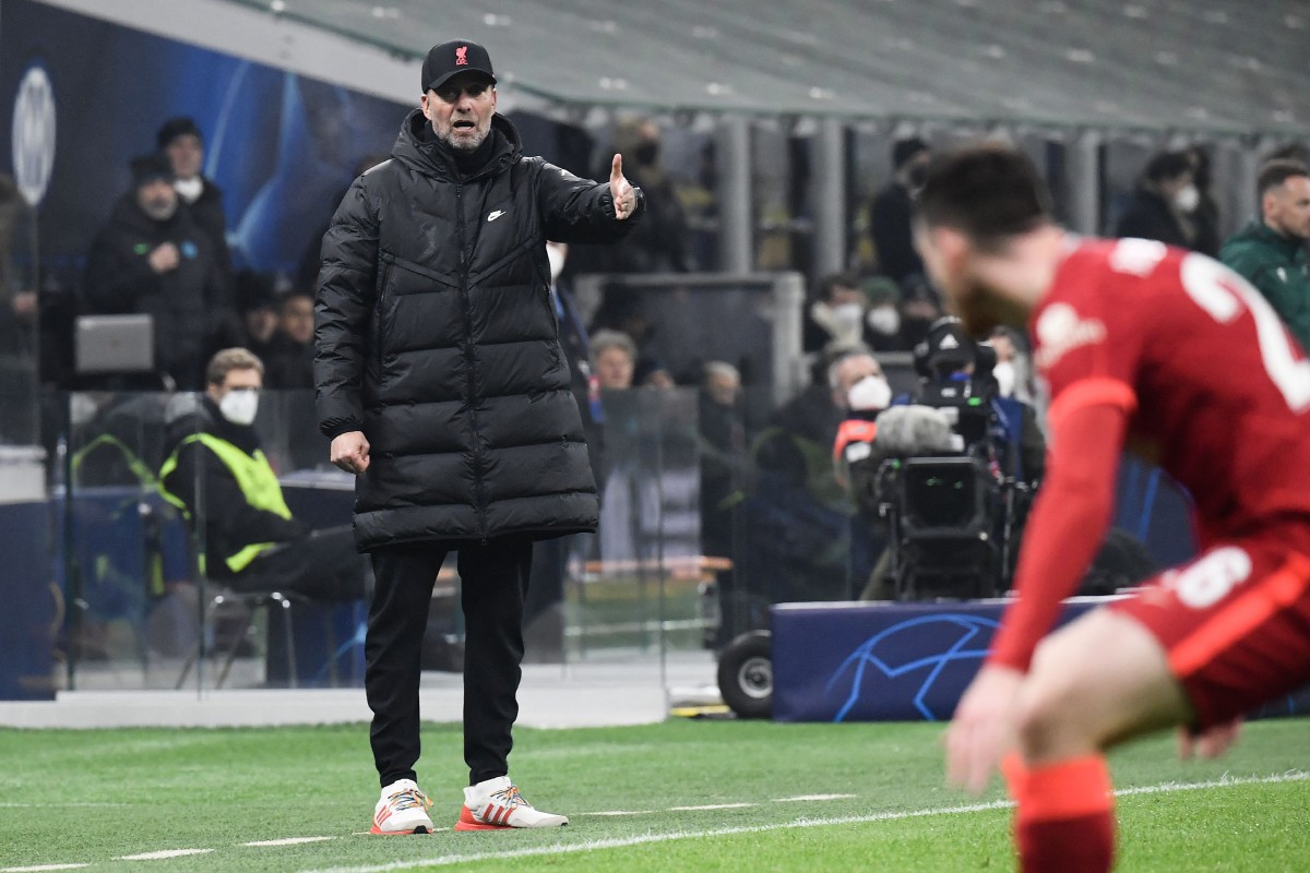 Reaksi pengendali Liverpool, Jurgen Klopp ketika perlawanan berdepan Inter. FOTO AFP
