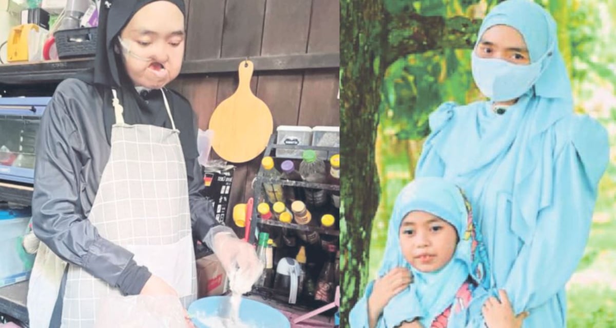 SITI Saqmah   mencari rezeki dengan menjual sandwic dan kek batik yang dihasilkan. Gambar kanan, Siti Saqmah mengharapkan keajaiban untuk membesarkan anaknya, Annur Amani.