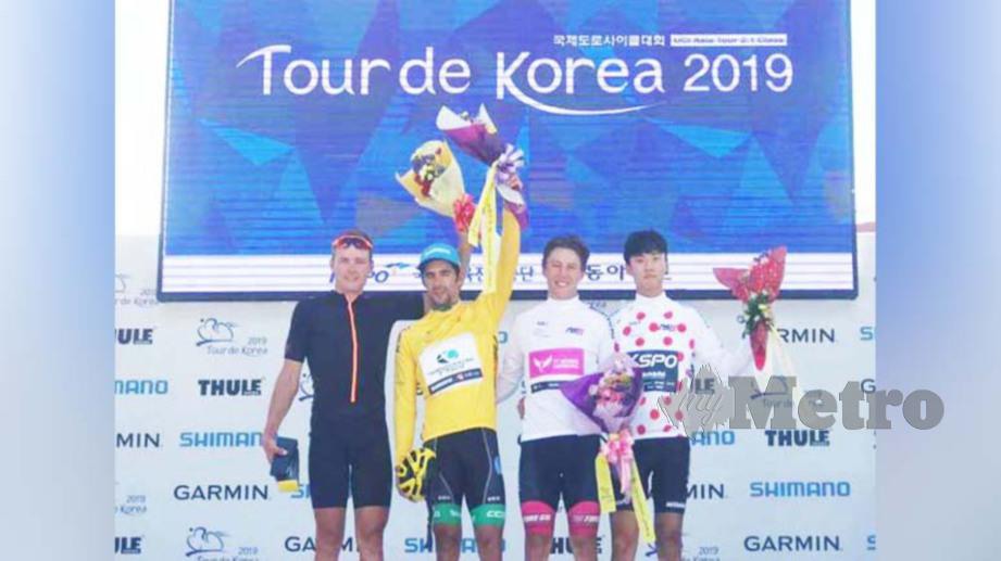 Youcef (jersi kuning) menjuarai peringkat kedua Tour de Korea. FOTO TSG Cycling Team