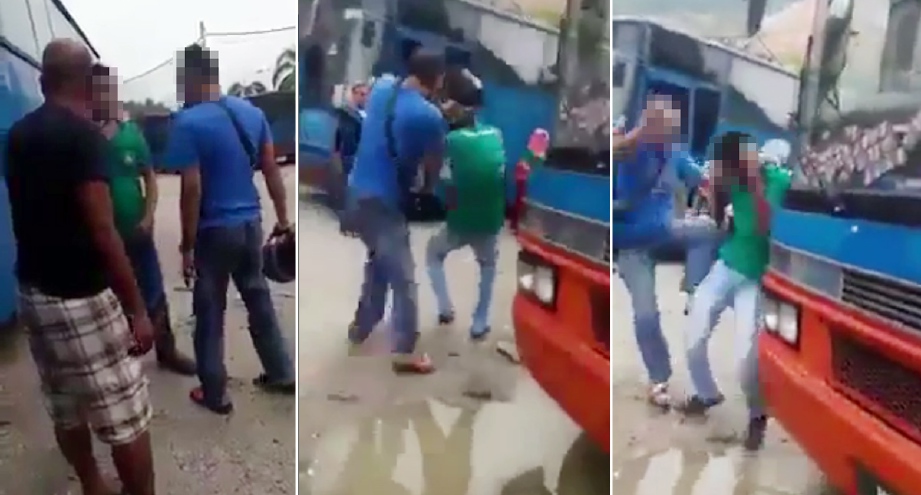 Petikan rakaman video pekerja Nepal dipukul pemandu bas kilang yang tular di media sosial. - Ihsan Pembaca