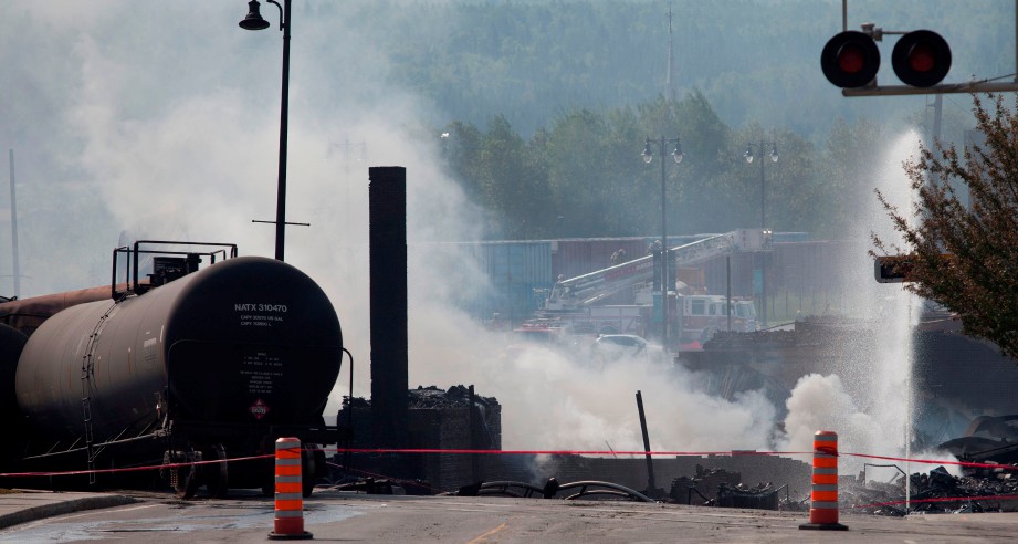 TRAGEDI kereta api di Lac-Megantic, Quebec pada 2013 yang dipaparkan dalam filem Bird Box. FOTO/AFP