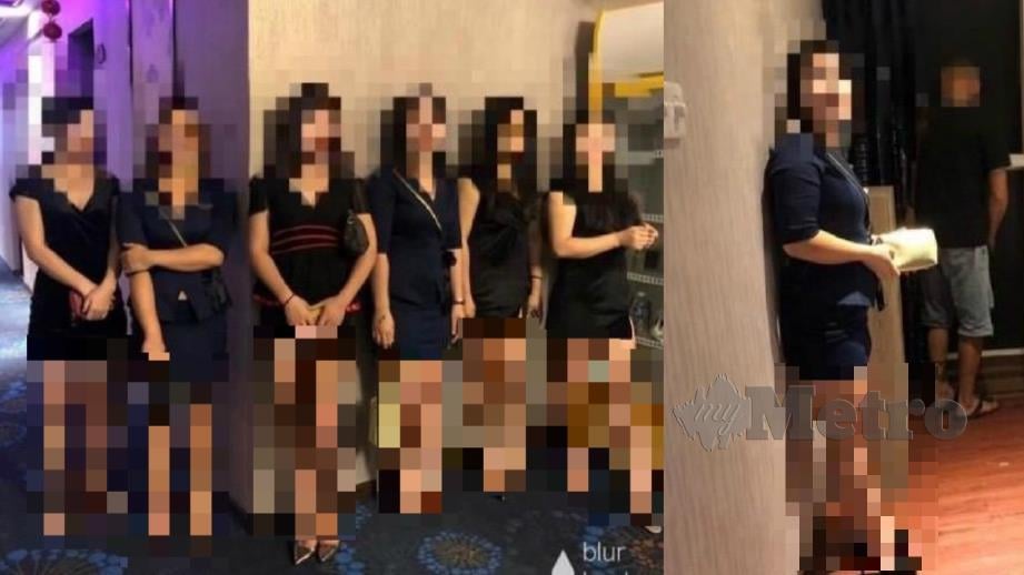 Enam wanita disyaki pelacur ditahan dan (gambar kanan) seorang dikesan bersama bersama pelanggannya dalam sebuah bilik ketika pemeriksaan di di Jalan Coastal, Kota Kinabalu pada tengah malam tadi. Foto Juwan Riduan