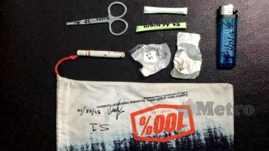 Antara peralatan menghisap dadah yang dirampas polis dalam dua serbuan di Taman Bukit Juru dan Permatang Rawa, Jumaat lalu. FOTO Ihsan PDRM