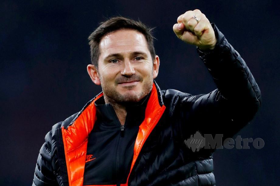 REAKSI Lampard selepas menang 1-0 di Amsterdam. — FOTO Reuters