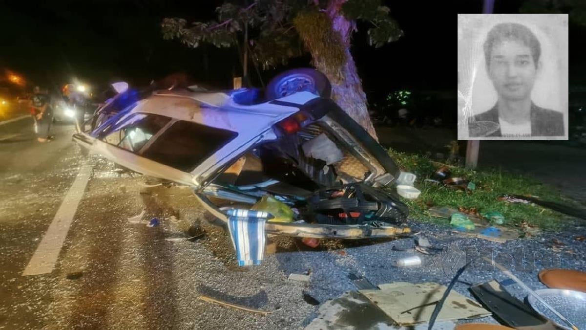 KEADAAN kenderaan yang terbabit kemalangan di KM 35.5 Jalan Kuala Terengganu-Kuantan berhampiran Kampung Serating. (Gambar kecil) Mangsa maut dikenali Iezfa Ierzunizam.  FOTO Ihsan Pembaca.