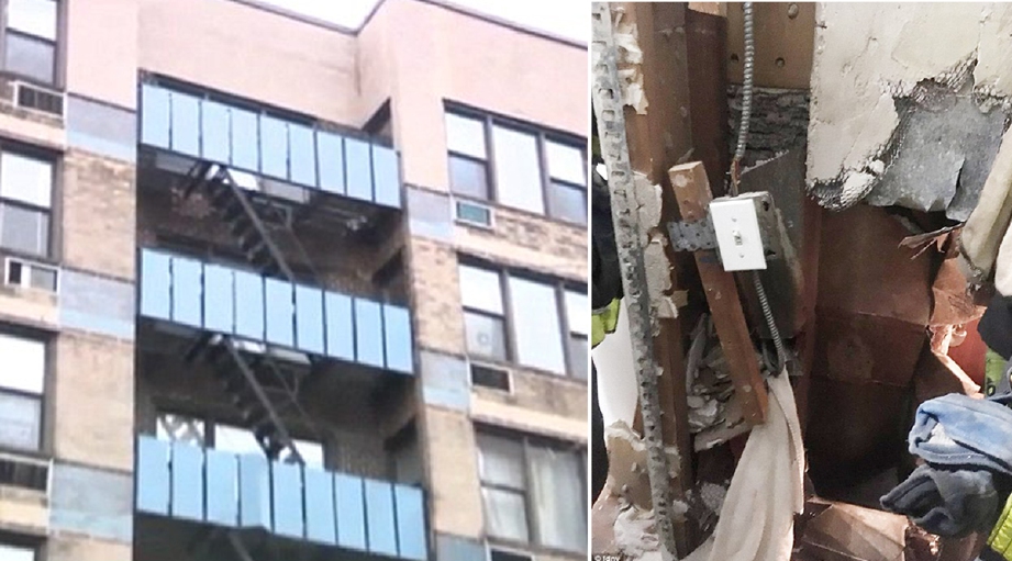 Lubang saluran udara di bangunan apartmen, tempat seorang lelaki terperangkap.