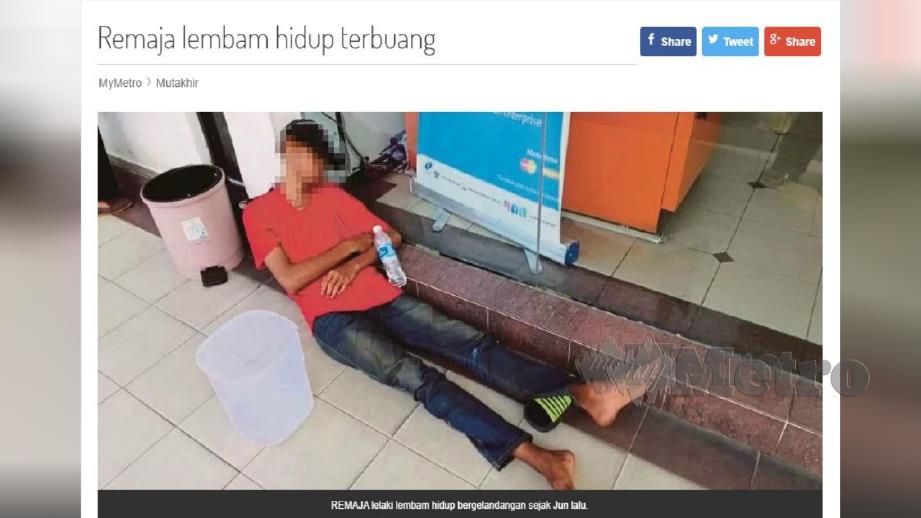Laporan portal Harian Metro mengenai remaja lembam yang didakwa hidup terbuang.