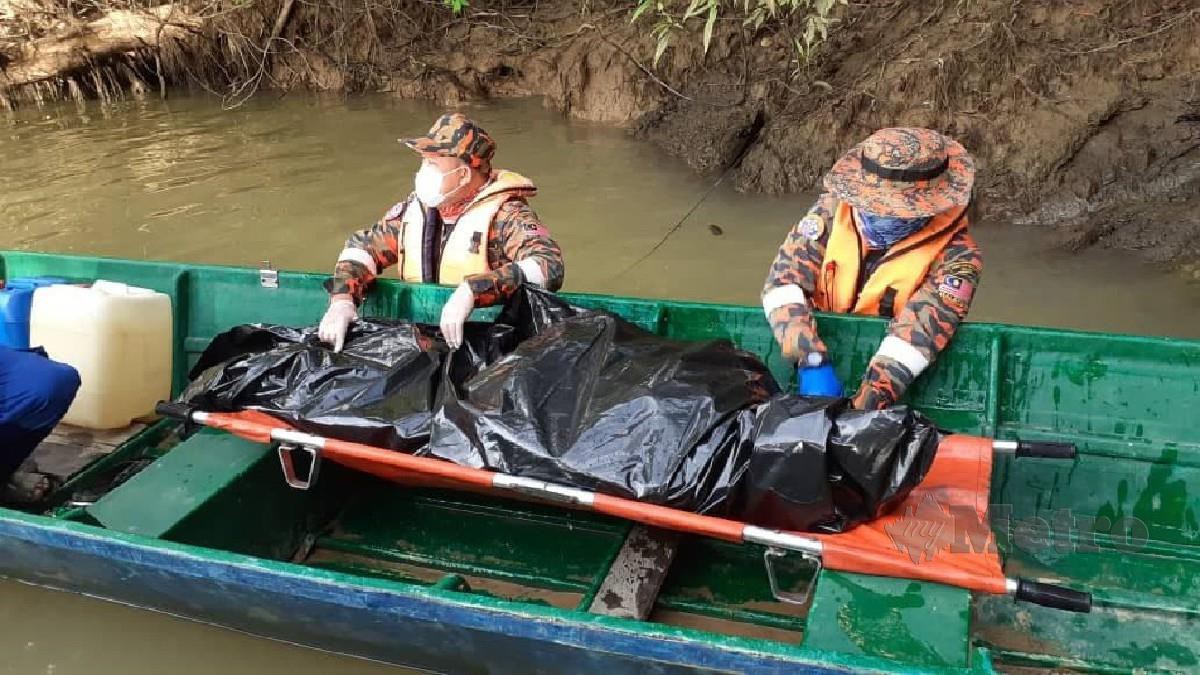 MAYAT warga emas ditemui terapung di Sungai Rajang, hari ini. FOTO ihsan bomba.