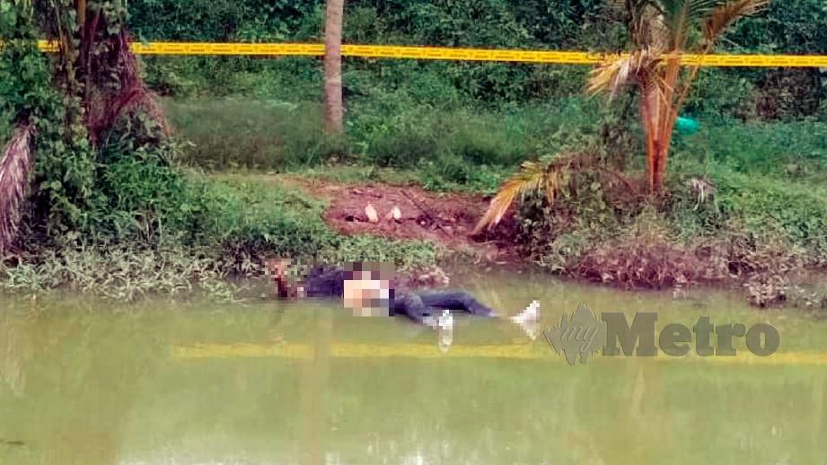 Mayat lelaki OKU ditemui terapung dalam kolam terbiar. FOTO Ihsan Polis
