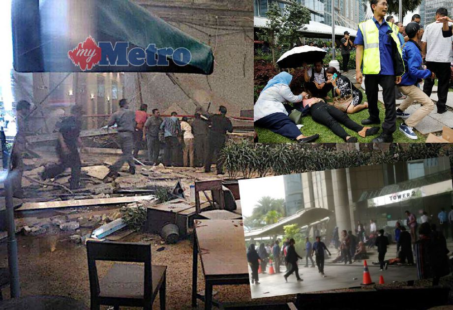 Runtuhan yang berlaku di bangunan bursa saham Indonesia, Jakarta, Indonesia semalam.