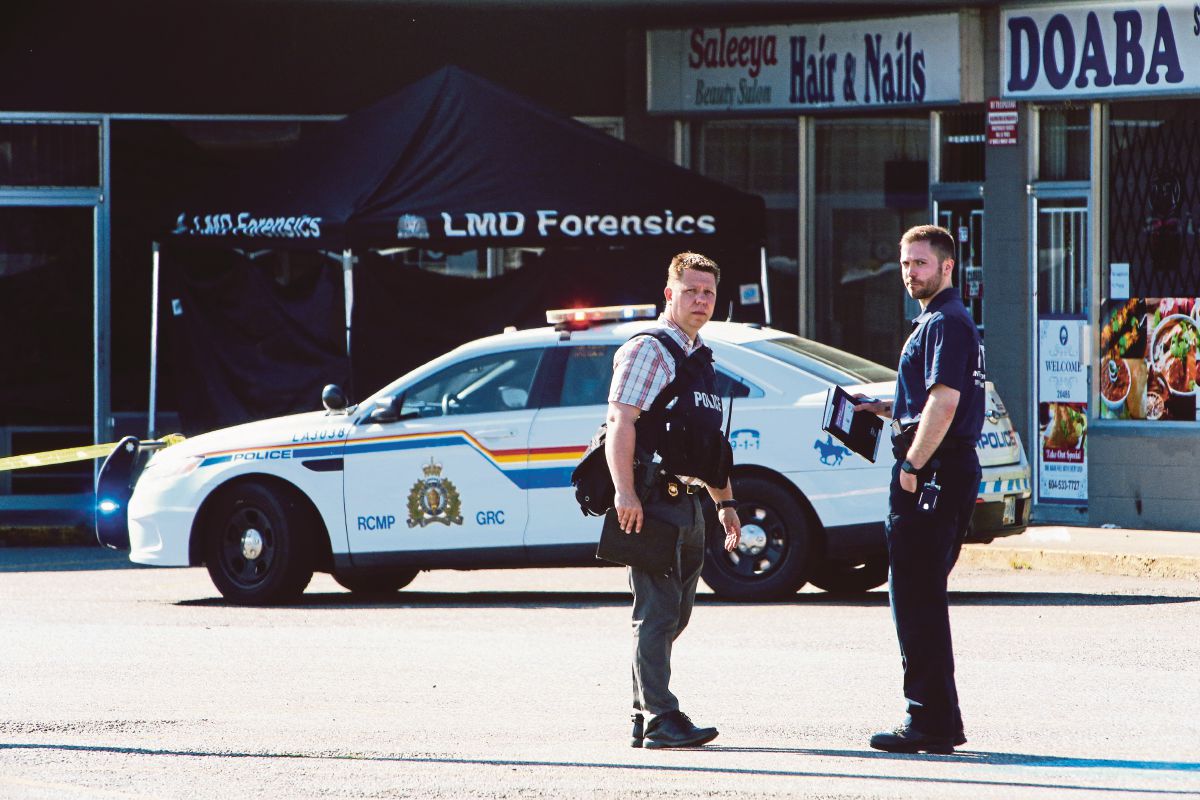POLIS di lokasi kejadian tembakan di Langley, Vancouver, Kanada. FOTO Reuters 