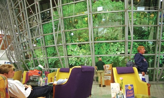 TAMAN hutan hijau di dalam Lapangan Terbang Antarabangsa Kuala Lumpur menawarkan pemandangan yang mendamaikan.