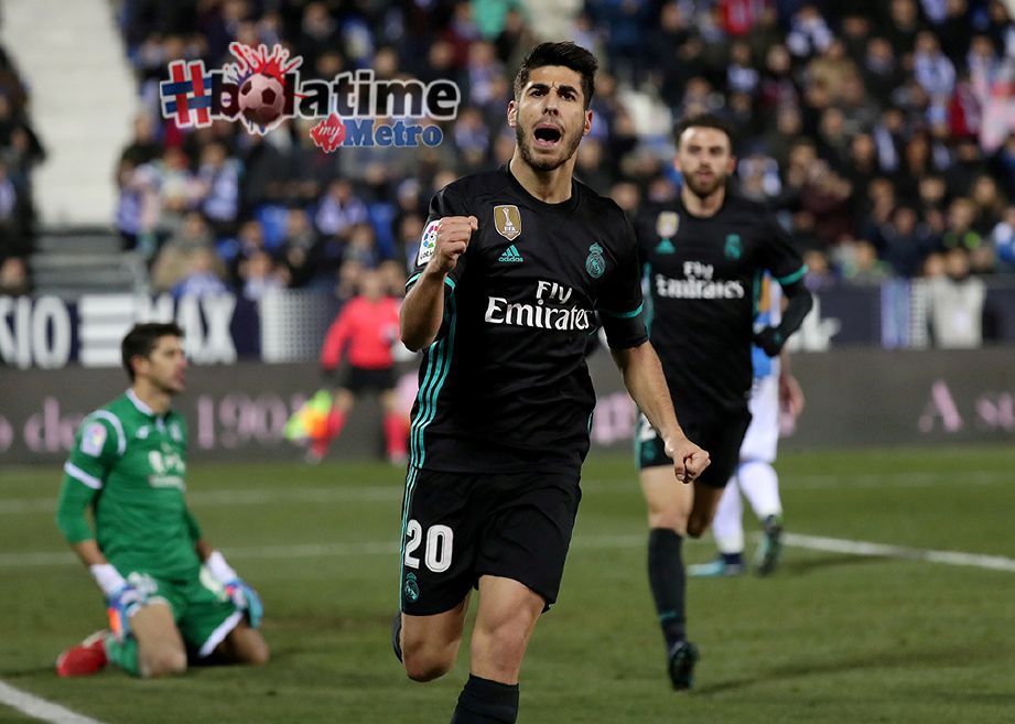 ASENSIO meledakkan gol kemenangan Real pada suku akhir Copa del Rey. Foto Reuters 