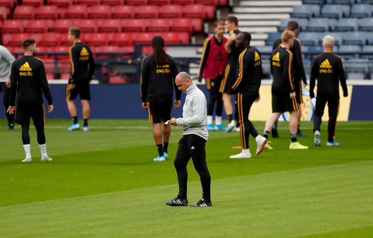 Pengendali Belgium, Roberto Martinez ketika sesi latihan skuad kebangsaan negara itu. FOTO Reuters