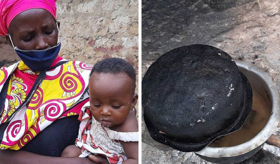 PENINAH memasak batu dalam periuk untuk menipu lapan anaknya yang kelaparan. FOTO Tuko