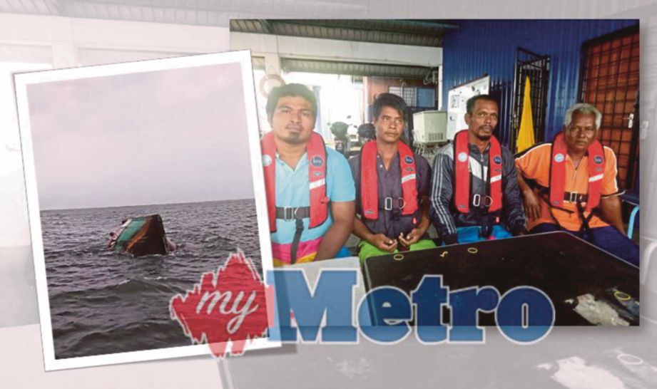 TEKONG Rosli Abdul Rahman 52 (kanan) bersama tiga awak-awaknya terselamat apabila bot mereka karam dipukul ombak besar di perairan Kuala Terengganu. FOTO Aslina Abu Bakar 