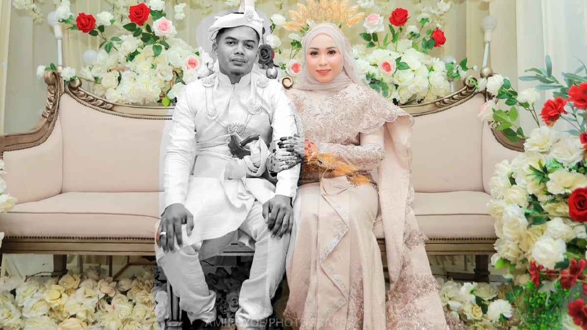 GAMBAR perkahwinan Nurul Hazwani Athirah dan Allahyarham Muhammad Syazwan  yang meninggal dunia akibat leukemia 11 Oktober lalu. FOTO Ihsan Nurul Hazwani Athirah