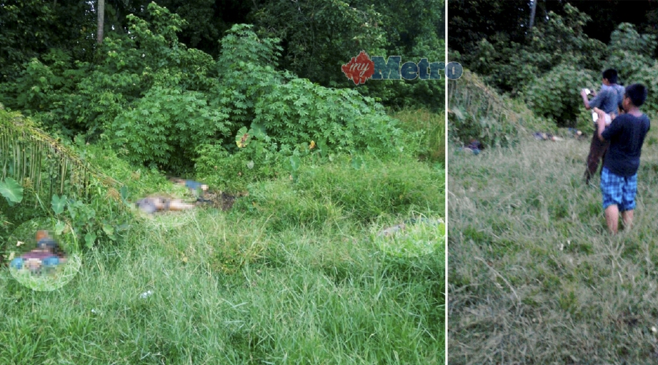 Lokasi empat mayat yang ditemui di tepi jalan menghubungkan Kampung Tanjung Hilir dengan Kampung Padang Bual, Bekelam, Bachok. - Foto Fail