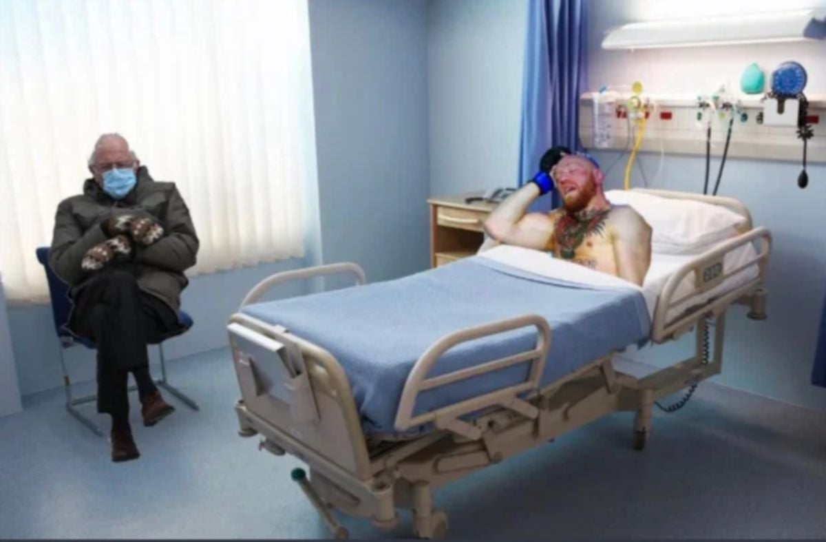 GAMBAR McGregor di edit terlantar di katil hospital. FOTO Agensi 