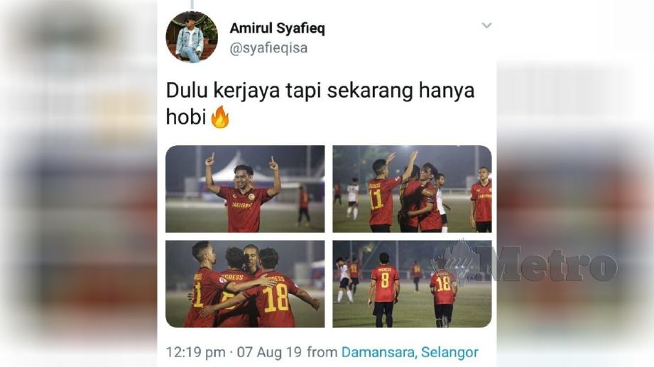 Amirul Syafieq berkongsi kenangan ketika bergelar pemain bola sepak. Ihsan Twitter Amirul Syafieq