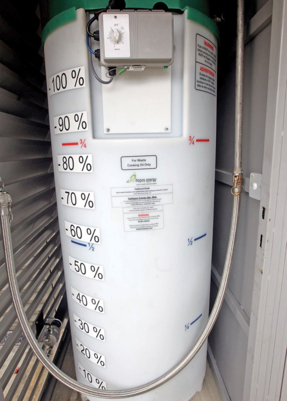 RESTORAN memasang Tangki Pintar yang digunakan untuk penghasilan biodiesel.