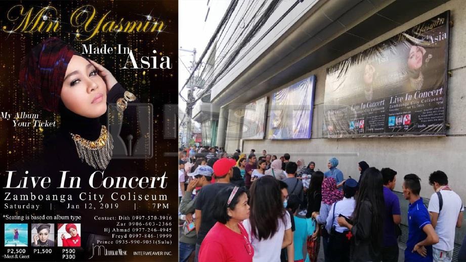 Peminat meninjau poster konsert Min Yasmin di Filipina. FOTO Ihsan Min Yasmin