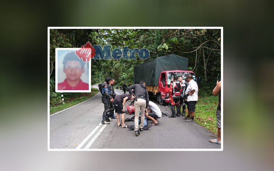Mohd Izham Safwan meninggal dunia selepas motosikal berkuasa tinggi ditunggang terbabit kemalangan  dekat empangan Semenyih, Jalan Kajang - Kuala Klawang pada  11.45 pagi hari ini. FOTO ihsan PDRM