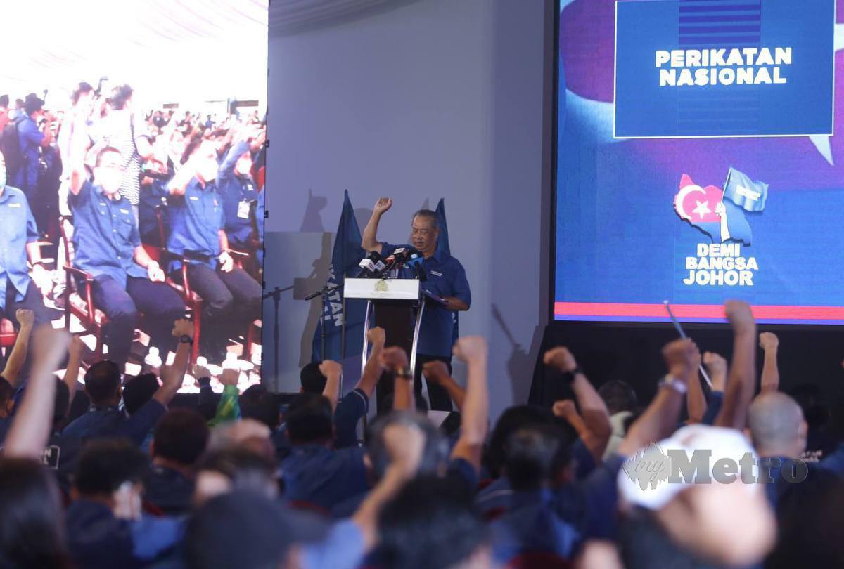 MUHYIDDIN ketika majlis pengumuman calon PN bagi PRN Johor. FOTO Mohamad Shahril Badri Saali
