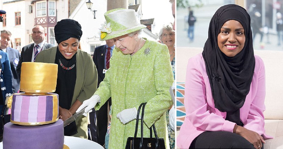 Selain jutaan peminat di media sosial, kek buatan Nadiya juga menarik perhatian Ratu Elizabeth.  - Foto Daily Mail