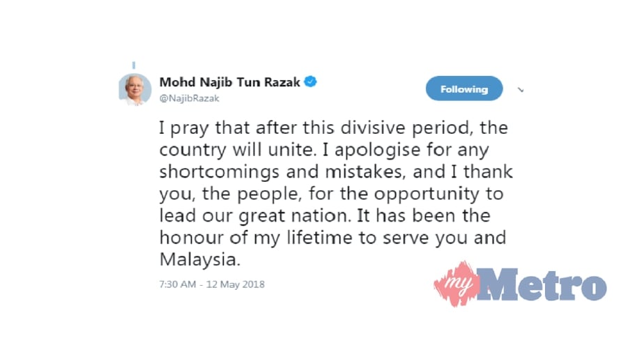 FOTO Twitter Datuk Seri Najib Razak