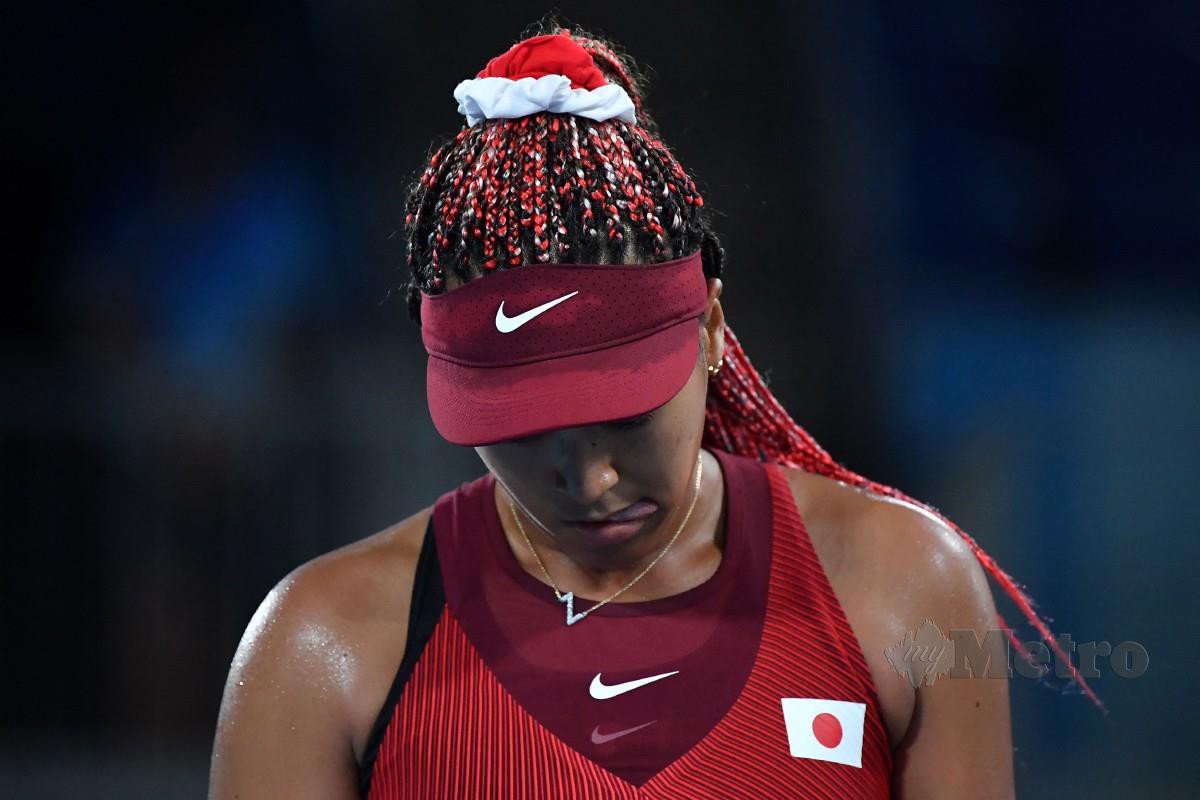 REAKSI kecewa Naomi. FOTO AFP