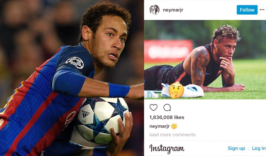 NEYMAR, gambar kanan akaun Instagram milik Neymar. FOTO AFP