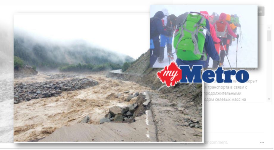 GAMBAR memaparkan banjir lumpur yang memutuskan hubungan ke perkampungan Terskol, dekat Gunung Elbrus iaitu gunun tertinggi di Eropah. 