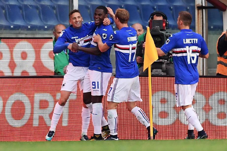 PEMAIN  Sampdoria gembira selepas mara ke pusingan kalah mati Piala Itali. 
