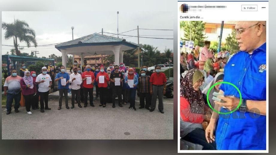 NOH (tengah) membuat laporan polis berhubung fitnah dilemparkan terhadapnya. (Gambar kanan) Gambar yang tular di FB. FOTOAmirul Aiman Hamsuddin dan tular media sosial.