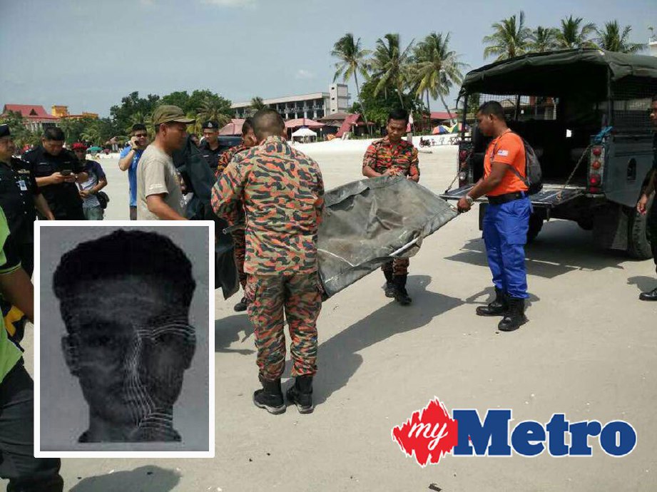 Anggota pasukan operasi mencari dan menyelamat (SAR) mengusung mayat lelaki warga Nepal, Prabin Lamichhane, 21, yang ditemui lemas selepas 14 jam dilaporkan hilang di Pantai Chenang, Langkawi, hari ini. FOTO Ihsan Bomba